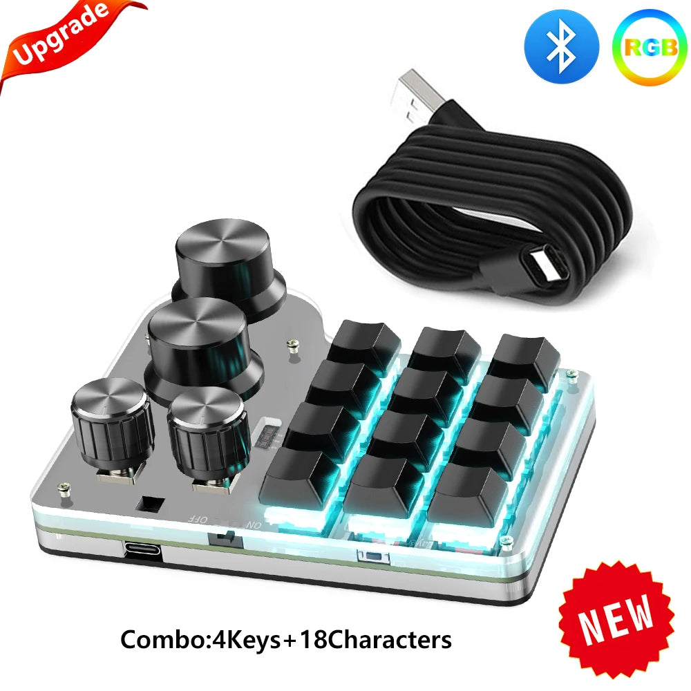 USB Custom Keyboard Macro 6/21 Key 1 Knob Programming RGB Bluetooth Gaming Photoshop Hotswap Mini Mechanical Bluetooth Keyboard
