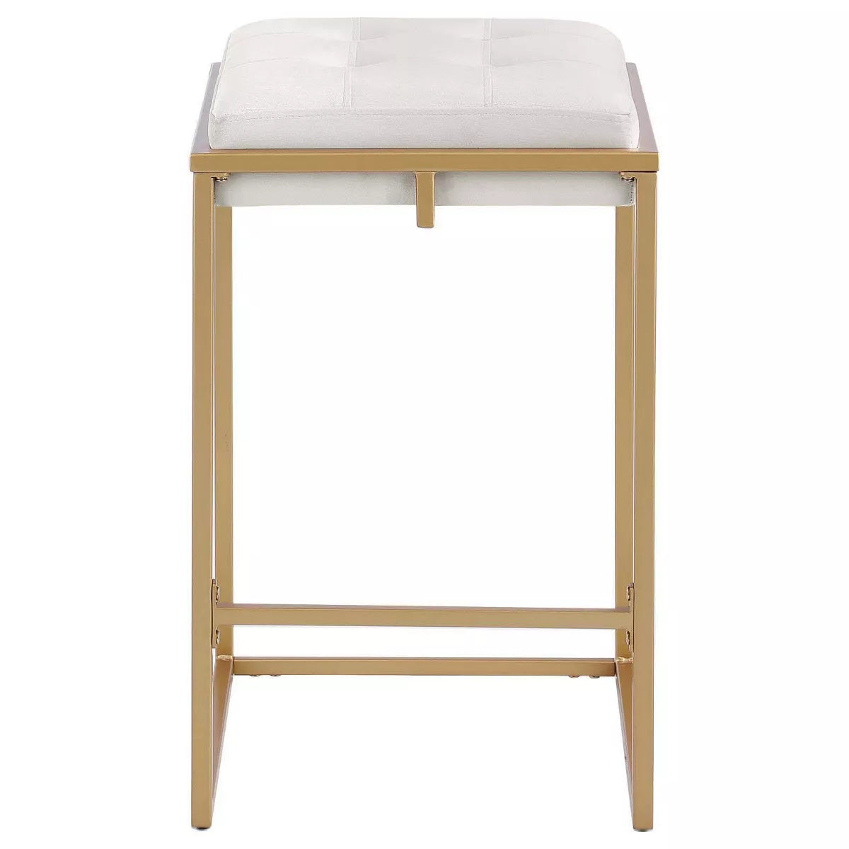 Nadia Modern Upholstered Square Counter Height Barstools Set of 2 in Beige and Gold
