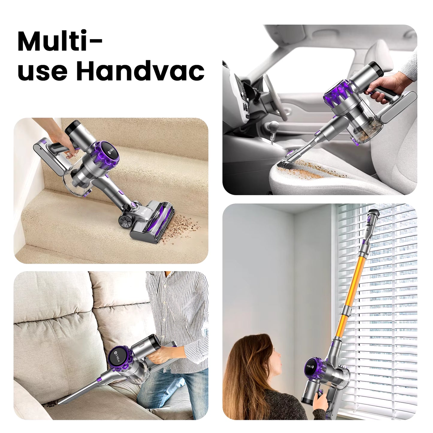 YISORA Cordless Vacuum Cleaner, 40Kpa 55Mins Running Time Wireless Vacuum Cleaner with Touchscreen for Pet Hair, Carpet