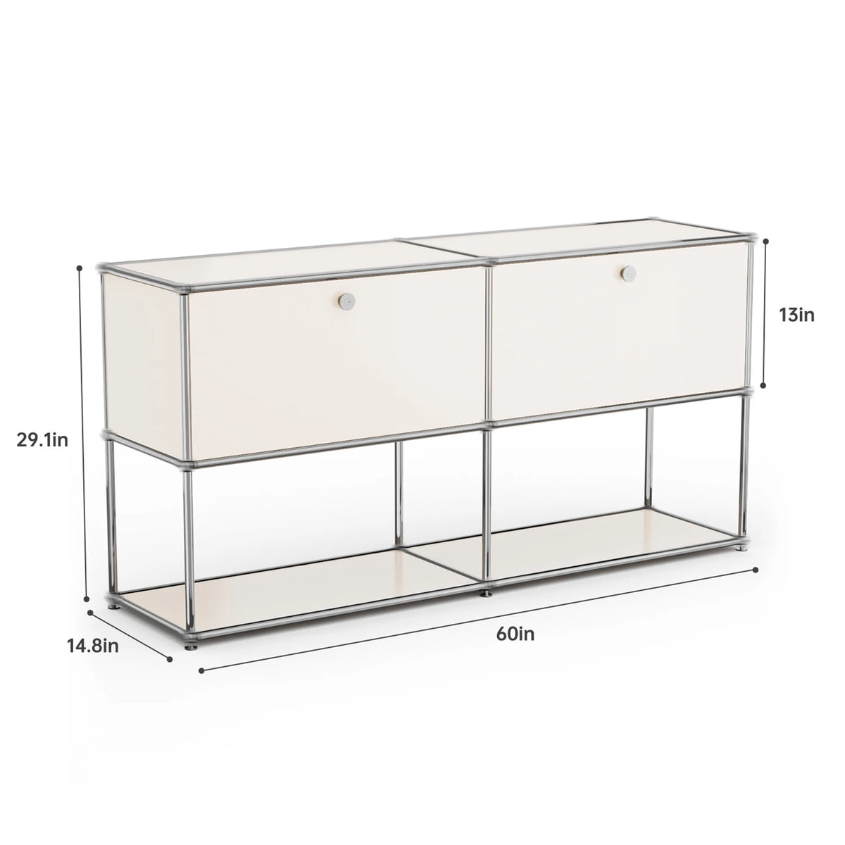 Contemporary Stainless Steel Storage Cabinet and TV Stand for Living Room and Home Office