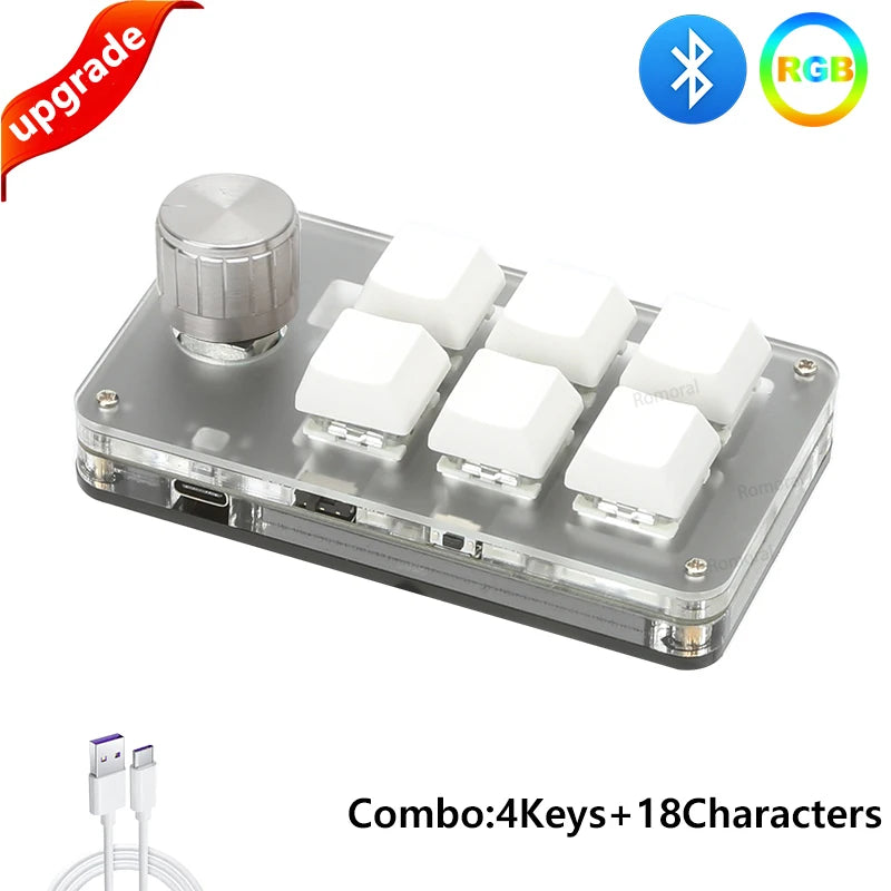USB Custom Keyboard Macro 6/21 Key 1 Knob Programming RGB Bluetooth Gaming Photoshop Hotswap Mini Mechanical Bluetooth Keyboard