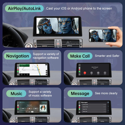 Wireless CarPlay and Android Auto Multimedia Display for BMW 1 Series E81 E82 E87 E88 with CCC and CIC Systems