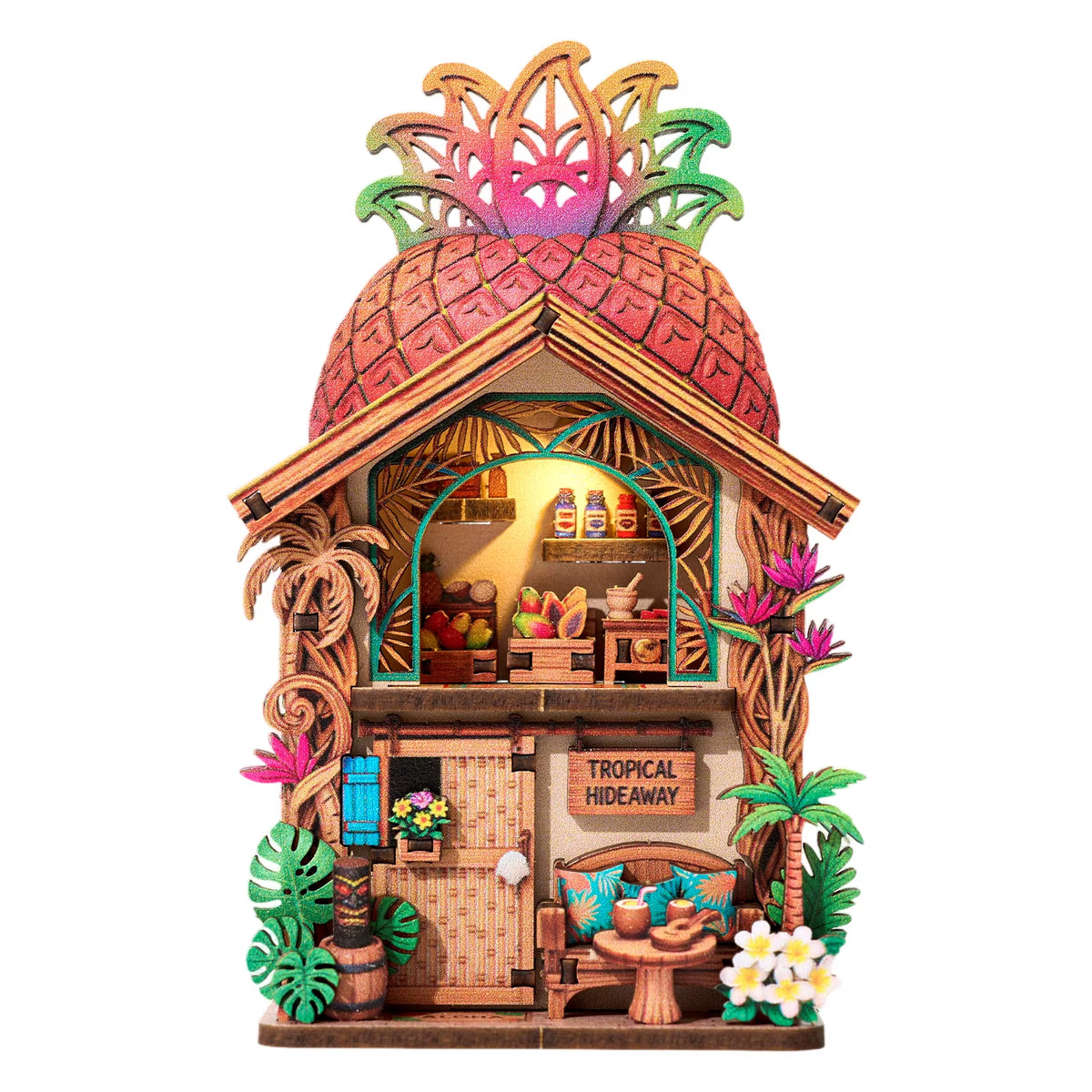 DIY 3D Book Nook Fridge Magnet Kit - Creative Assembly Model with Miniature Furniture and Animal Decor for Dollhouse Enthusiasts