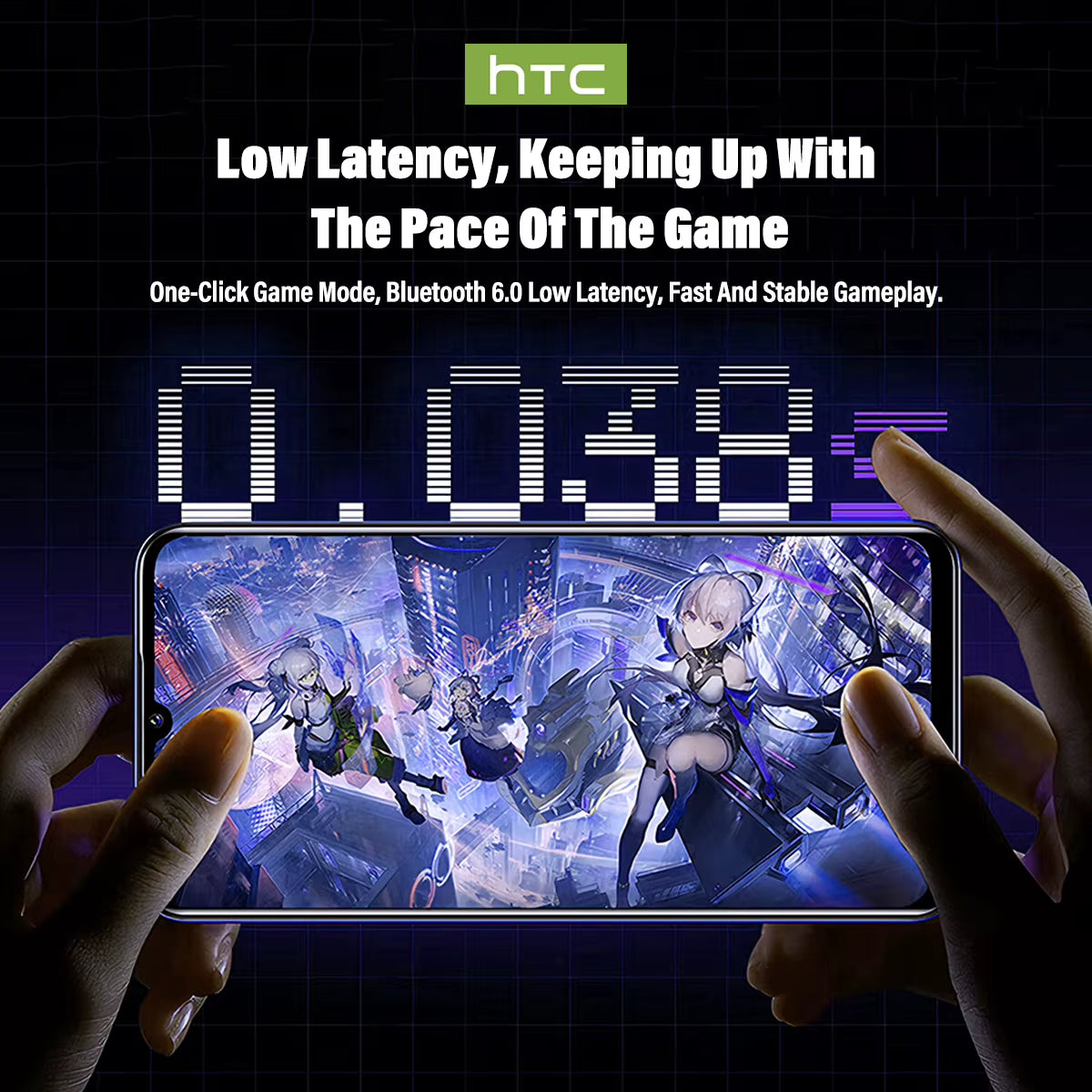 Bluetooth Wireless Headphones HTC NE70 with Microphone, AI Translator, 30-Hour Battery Life, and Full HD LCD Display