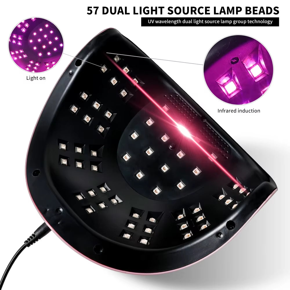 Professional UV/LED Nail Lamp 57 LEDS Quick Drying Gel Polish Curing Light with LCD Display Manicure Equipment for Acrylic Gel