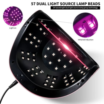 Professional UV/LED Nail Lamp 57 LEDS Quick Drying Gel Polish Curing Light with LCD Display Manicure Equipment for Acrylic Gel