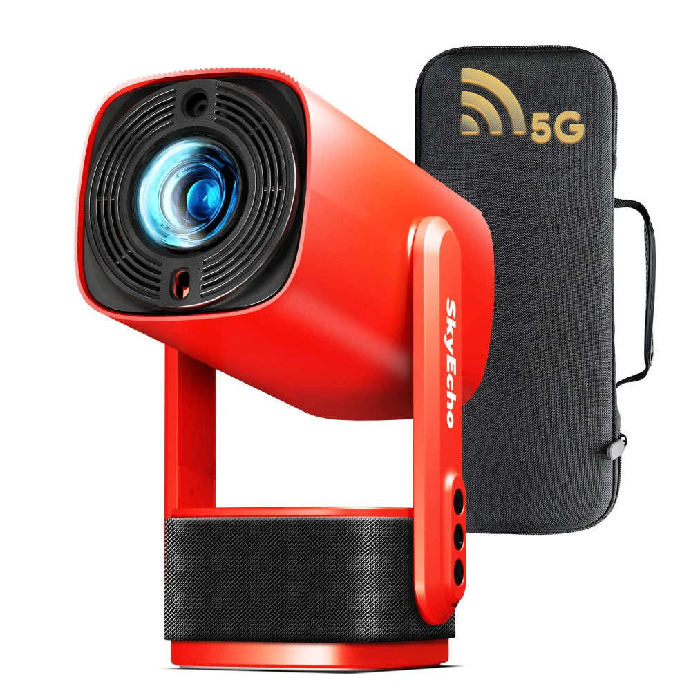  Freeone Portable Speaker Projector Android OS Wi-Fi 6 Auto-Focus Built-In-270° Rotation Stand 350 ANSI Lumens Bluetooth 5.2 Auto-Keystone Correction Netflix Youtube Ceiling Projector EVA Storage Bag EU Plug Global Version