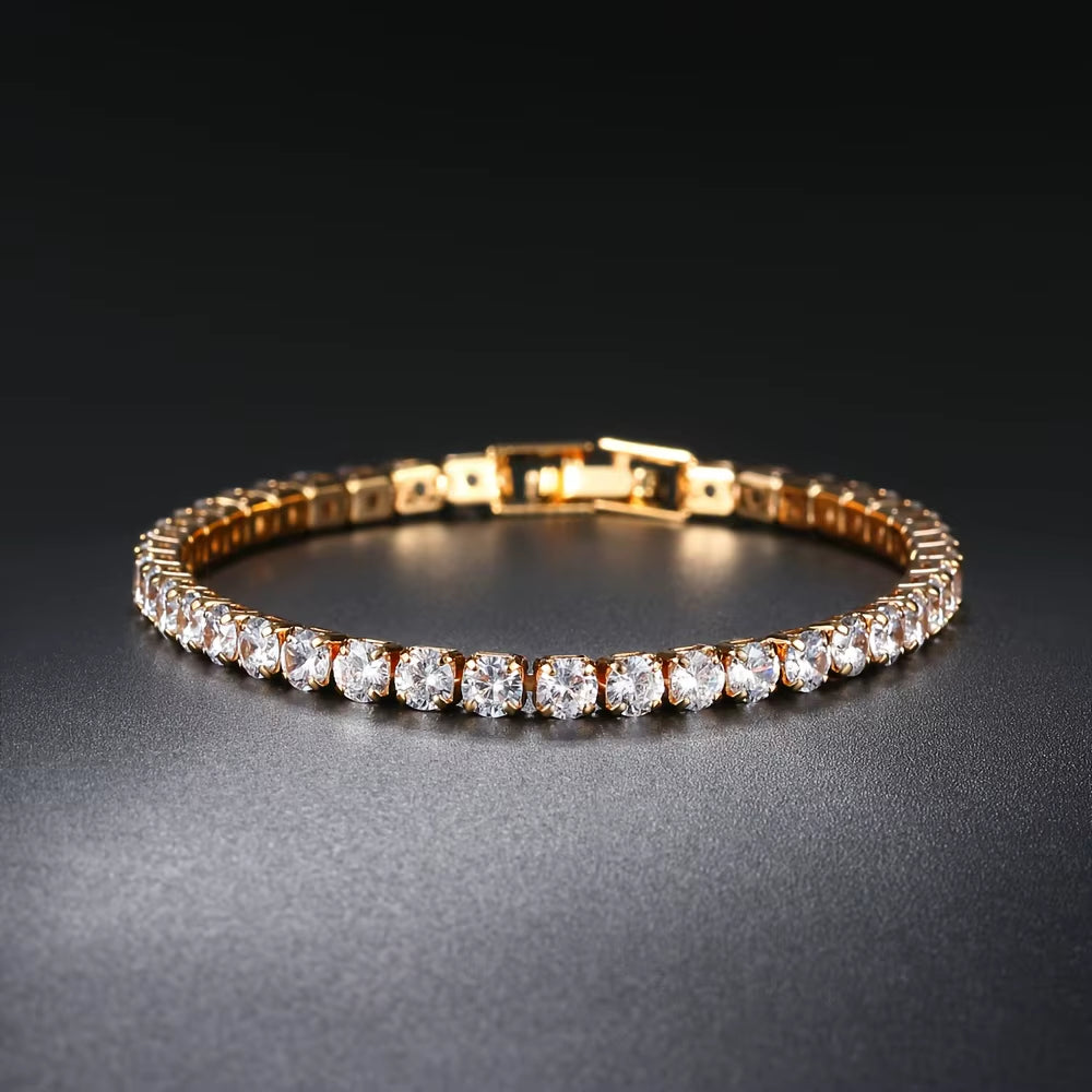 New Pure Copper Tennis Chain Bracelet - Zirconia Hip Hop Jewelry for Men & Women (Anti-Tarnish, Christmas/Halloween Gift)