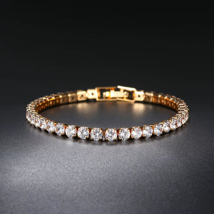 New Pure Copper Tennis Chain Bracelet - Zirconia Hip Hop Jewelry for Men & Women (Anti-Tarnish, Christmas/Halloween Gift)