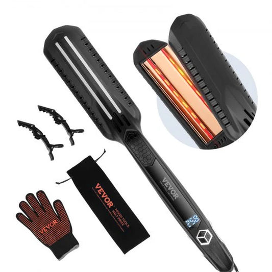 Hair Straightener, 1.5-Inch Titanium Flat Iron, Dual Infrared Hair Straightener Flat Iron with LCD Display and 19 Temp Levels -  Dual Voltage 110V/240V for Salon Home Travel Use