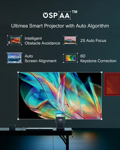 Projector 4K Android TV 11.0, with Netflix Home Cinema Projector 1000 ASIN Lumens, Dolby Audio Portable Smart Beamer