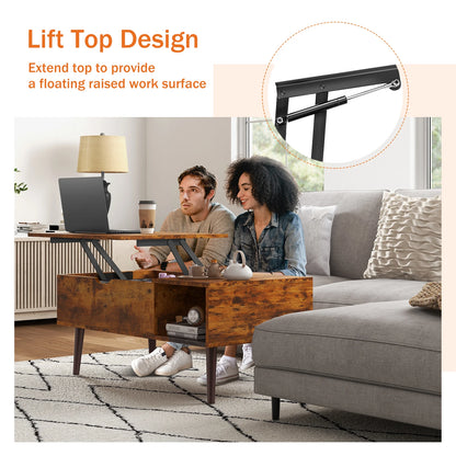 JHK Adjustable Lift Top Coffee Table for Living Room - 39.37" x 19.7" with Storage Shelf and Easy Lift Mechanism