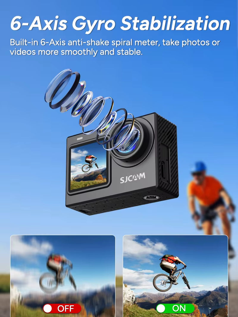 SJ6 Pro 4K Dual Screen Action Camera Waterproof Touch Screen Sport Cam Wifi Night Vision 6-Axis Gyro Stabilization