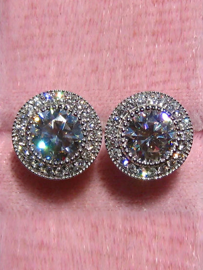 Korean Style Bridal Earrings with Sparkling Round Stones and Full Drill Design - Elegant and Delicate Casual Accessories for Valentine's Day