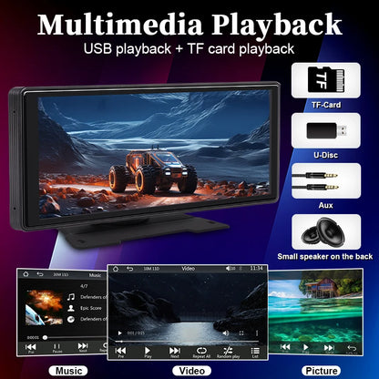 10.26” Carplay Android Auto Car Radio Multimedia Video Player IPS Touch Screen with AUX USB Support Rearview Camera