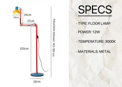 Memphis Retro Tall Metal Floor Lamp - Full Spectrum Eye Protection LED Reading Light