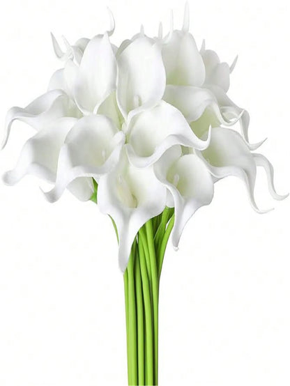 Realistic Calla Lily Artificial Floral Arrangement in Vase for Home Decor, DIY Wedding Bouquets, and Event Decorations