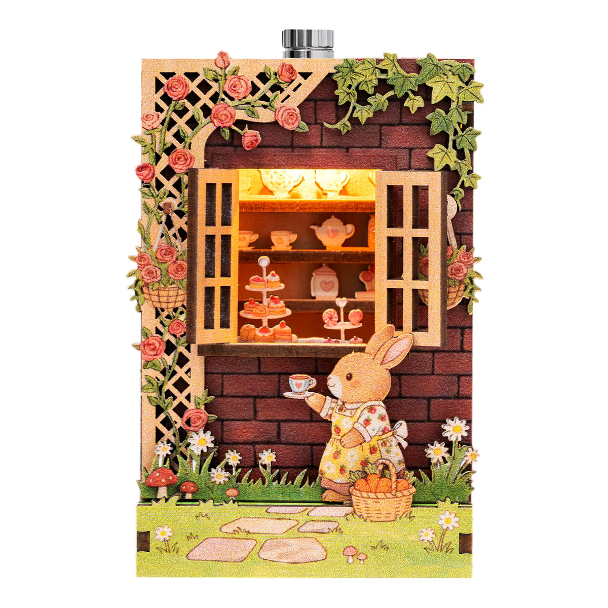 DIY 3D Book Nook Fridge Magnet Kit - Creative Assembly Model with Miniature Furniture and Animal Decor for Dollhouse Enthusiasts