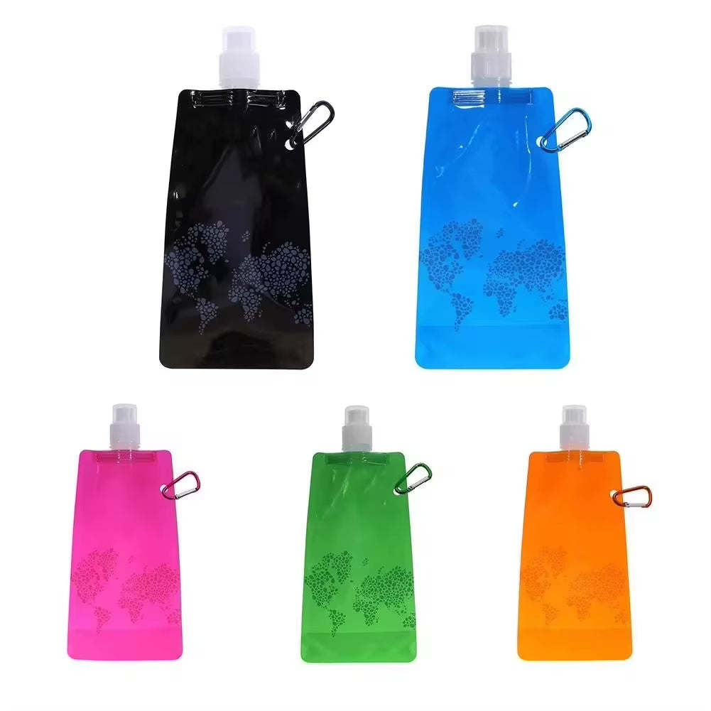 500ML Portable Ultralight Foldable Silicone Folding Water Bottle Water Bag Outdoor Sport Supplies Hiking Camping Soft Flask Bag