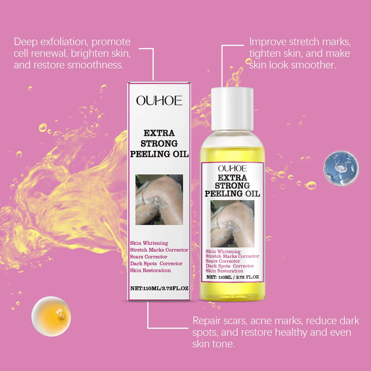 110ML Exfoliating Body Oil for Gentle Dead Skin Removal, Moisturization, and Skin Firming with a Glowing Finish