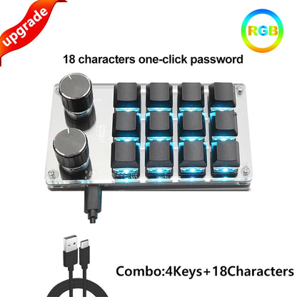 USB Custom Keyboard Macro 6/21 Key 1 Knob Programming RGB Bluetooth Gaming Photoshop Hotswap Mini Mechanical Bluetooth Keyboard