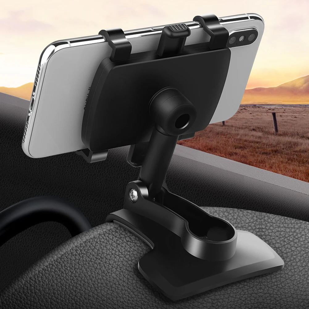 Rotatable Portable Car Mount for Dashboard, Rearview Mirror, and Sun Visor - Compatible with iPhone, Samsung, Xiaomi, Redmi, and Huawei