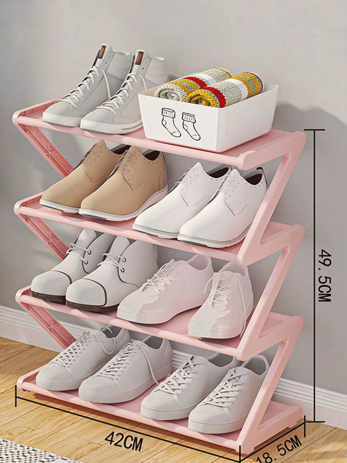 Z-Shaped Multi-Functional Shoe Rack - High Capacity Floor Standing Storage Organizer for Home and Dorm, Easy to Assemble, Space-Saving Solution for Living Room and Bedroom