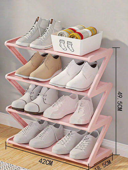 Z-Shaped Multi-Functional Shoe Rack - High Capacity Floor Standing Storage Organizer for Home and Dorm, Easy to Assemble, Space-Saving Solution for Living Room and Bedroom