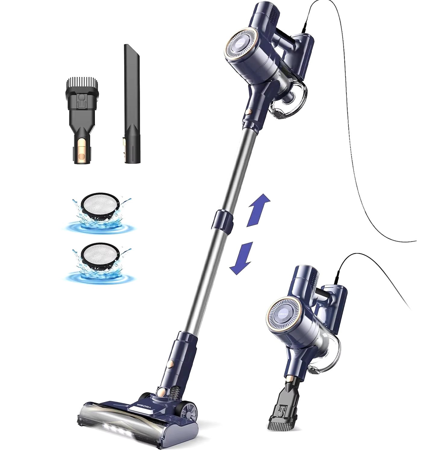 YISORA Corded Vacuum Cleaner, 600W 23Kpa Stick Vacuum, Free-Stand 6 in 1 Handheld Vacuum Cleaner for Hard Floor Carpet