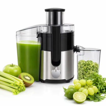 Professional High-Speed Juicer with 3-Inch Wide Mouth, Metal Body, 3-Speed Settings, Easy Cleaning, Detachable Design, High Juice Yield, and Adjustable Spout for Efficient Fruit and Vegetable Juicing