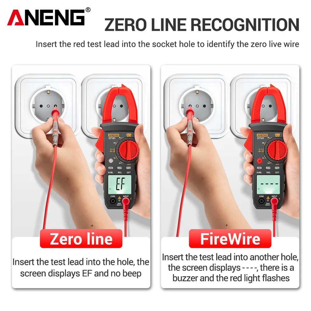 ST181 Digital Clamp Meter DC/AC Current 4000 Counts Multimeter Ammeter Voltage Tester Car Amp Hz Capacitance NCV Ohm Test