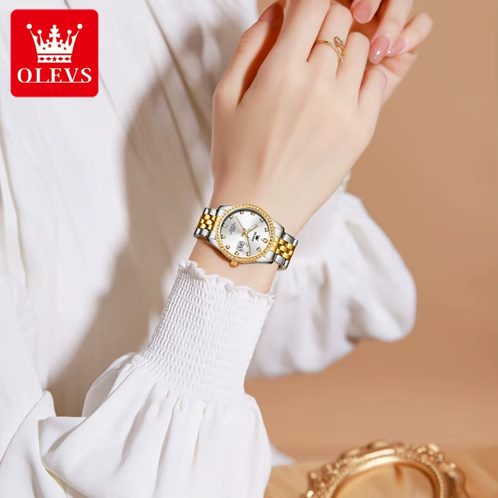 Top Brand Women'S Watches Elegant Simple Original Quartz Watch for Man Diamond Dial Waterproof Luminous Date Wristwatch