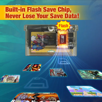 Rewritable GBA Flash Cart - 32MB Storage, 1Mb Flash, Solar + RTC Functionality, Compatible with GBA/DS Series