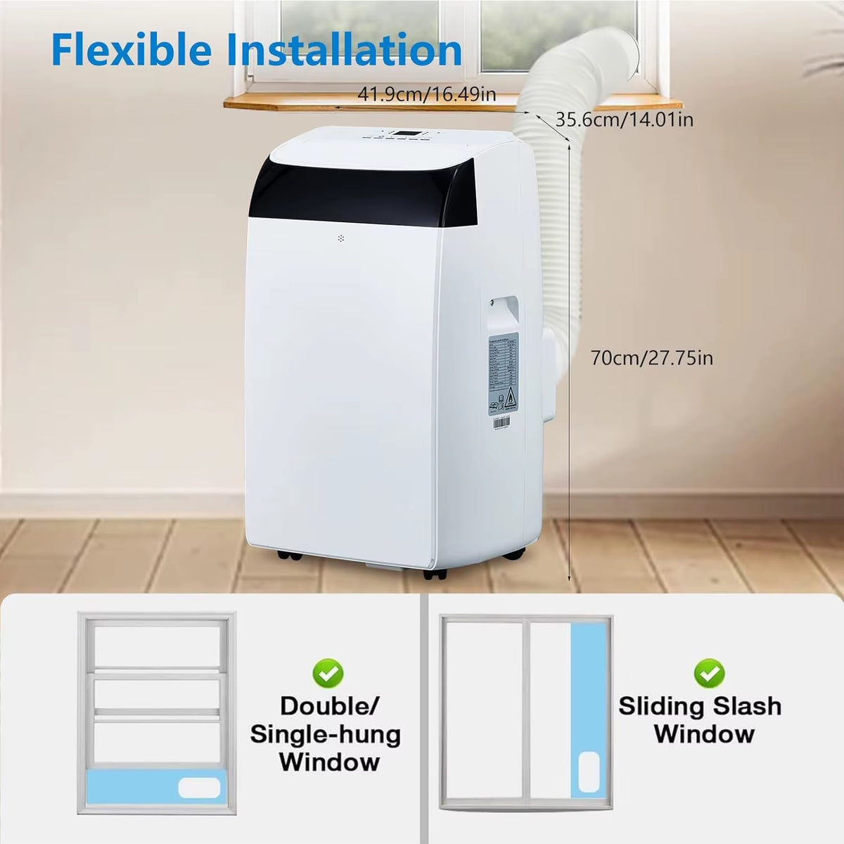 14000 BTU Portable Air Conditioner - 3-in-1 Free Standing Cooling Unit with Fan, Dehumidifier, Remote Control, and Sleep Mode