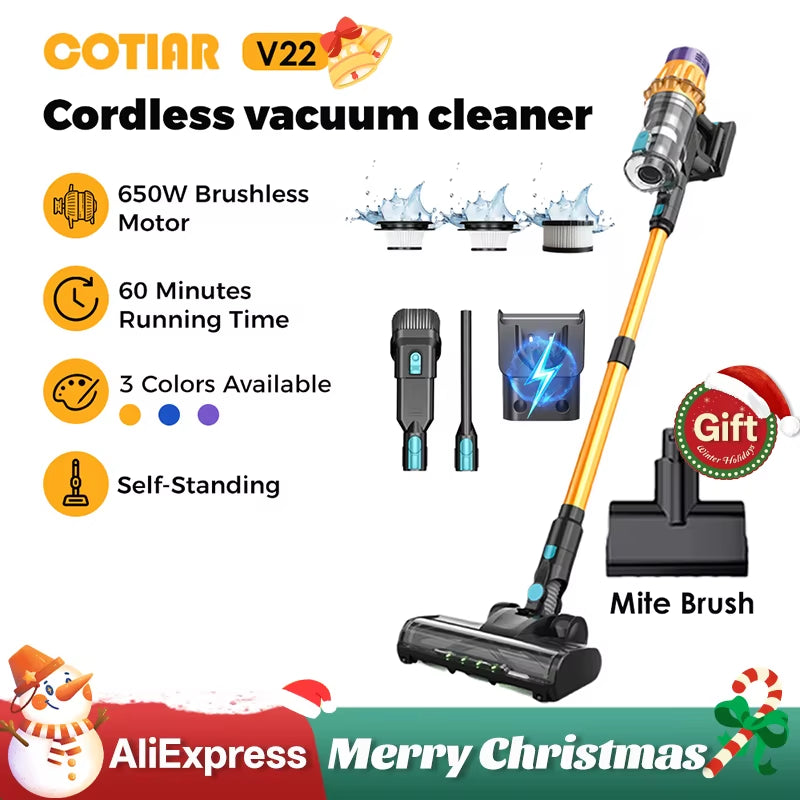V22 Cordless Vacuum Cleaner 650W 55000PA Home Appliance Handheld Vacuum Cleaner Cleaning Supplies Removable Battery