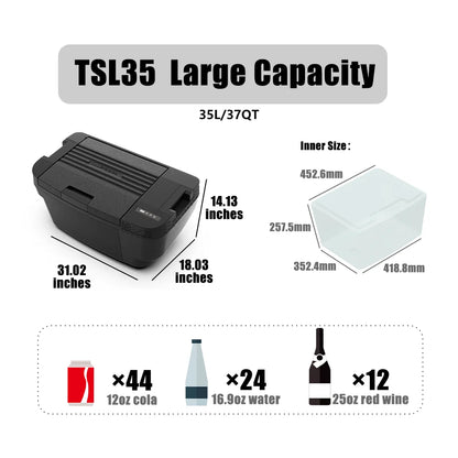 Alpicool TSL35 Portable Refrigerator for Tesla Model Y 2024, 37Qt (35L) Car Freezer with Rapid Cooling -4℉ to 68℉, 12/24V DC