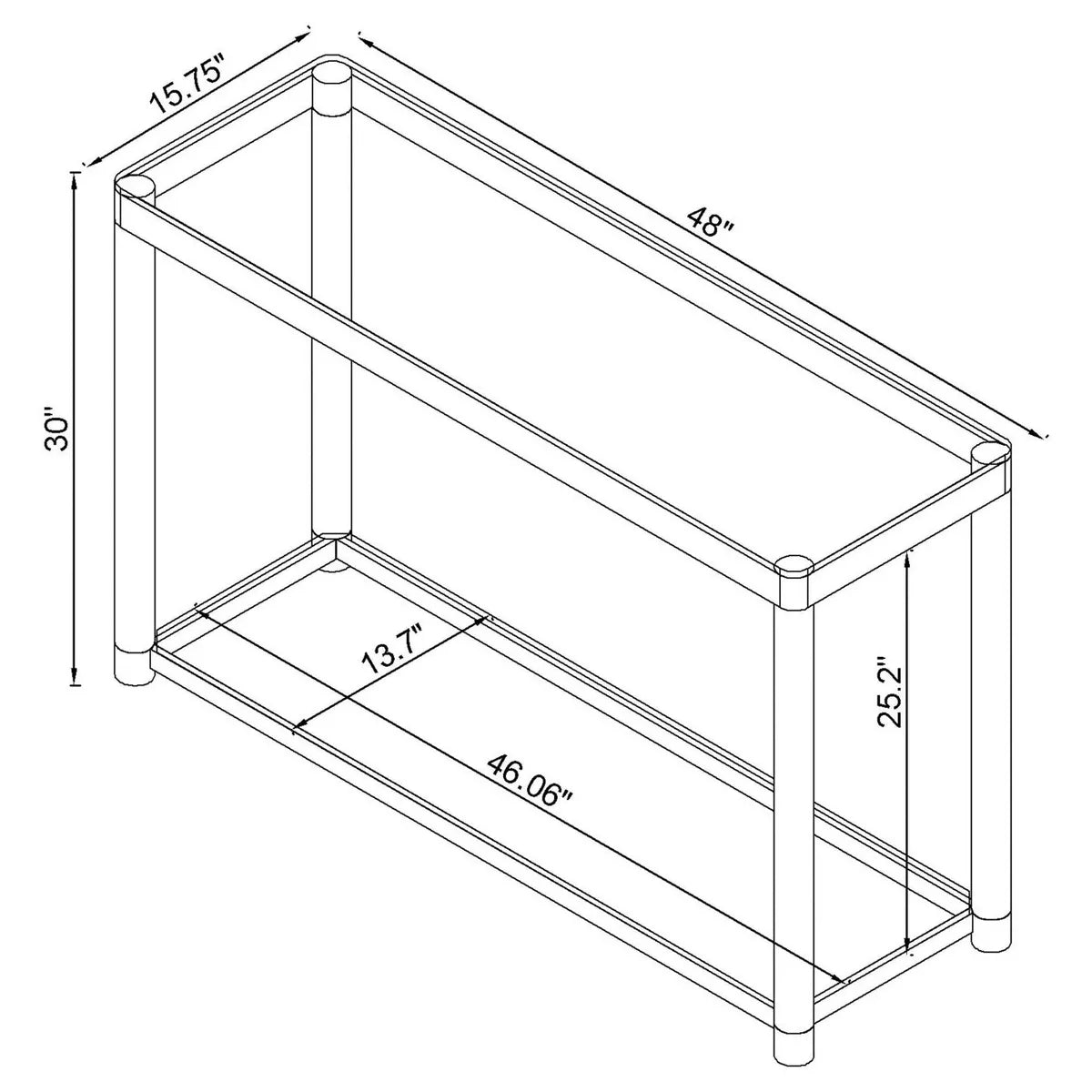 Anne Acrylic Console Sofa Table with Glass Top and Shelf Chrome - Coaster