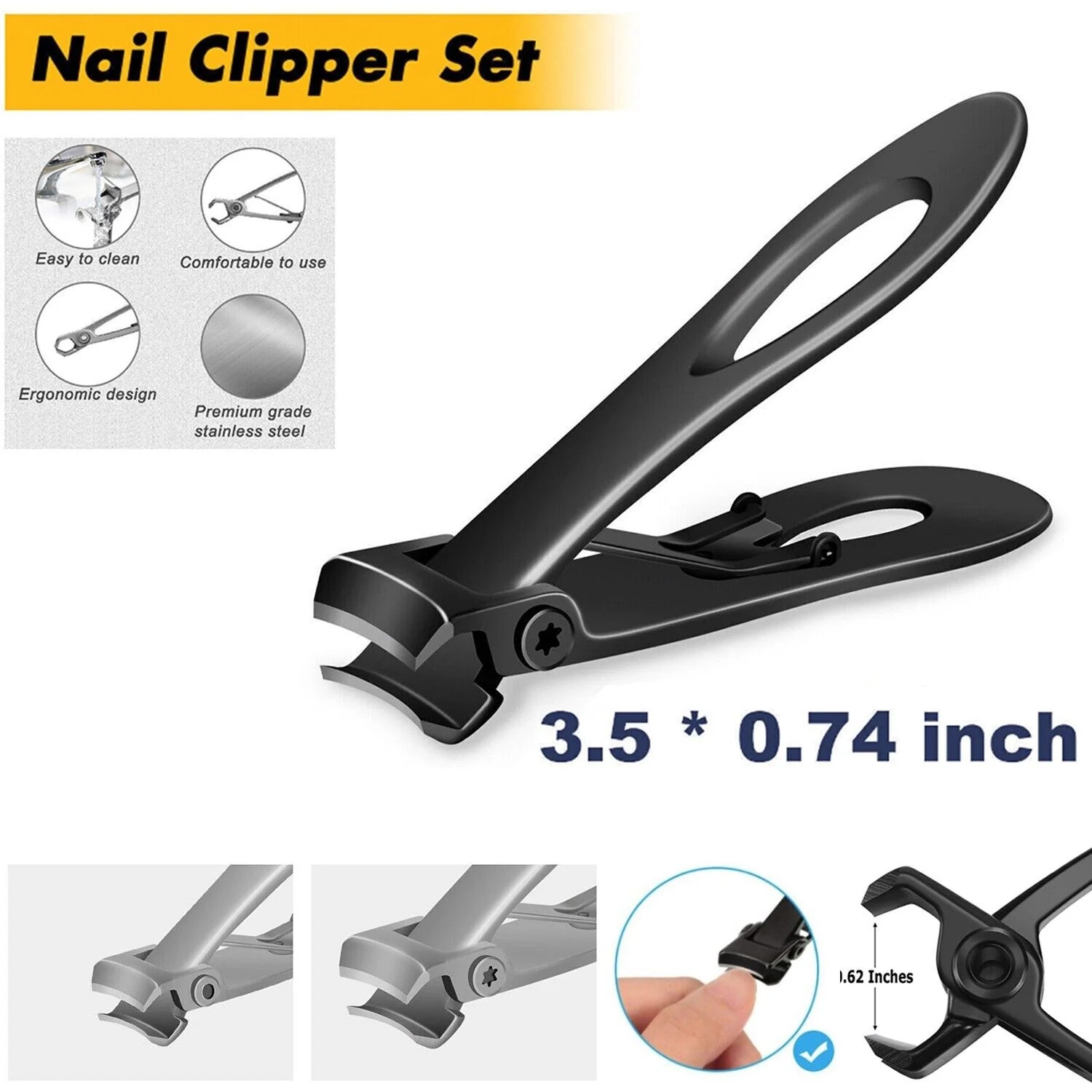 Extra Large Toe Nail Clippers for Thick Hard Nails Cutter Heavy Duty Stainless