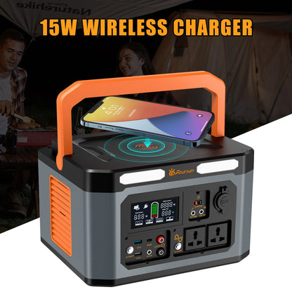 1500W (3000W Peak) Portable Power Station 1598.4Wh with 2 AC Outlets Wireless Charge 65W PD Solar Generator for Home Backup Emergency Outdoor Camping