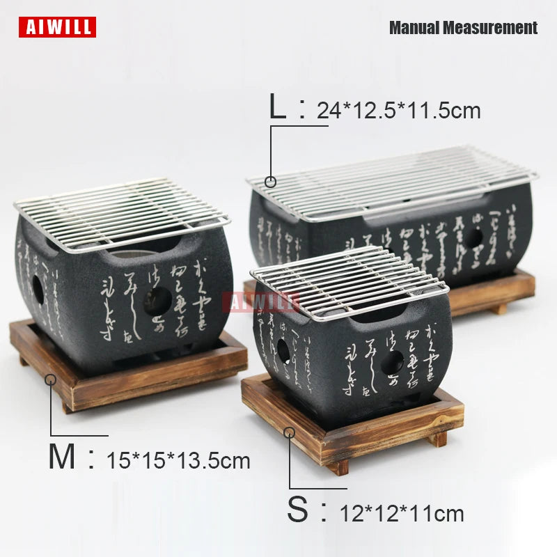 Portable BBQ Grill Korean Food Carbon Furnace Barbecue Stove Charcoal Cooking Oven Household Outdoor Reusable Grill Box