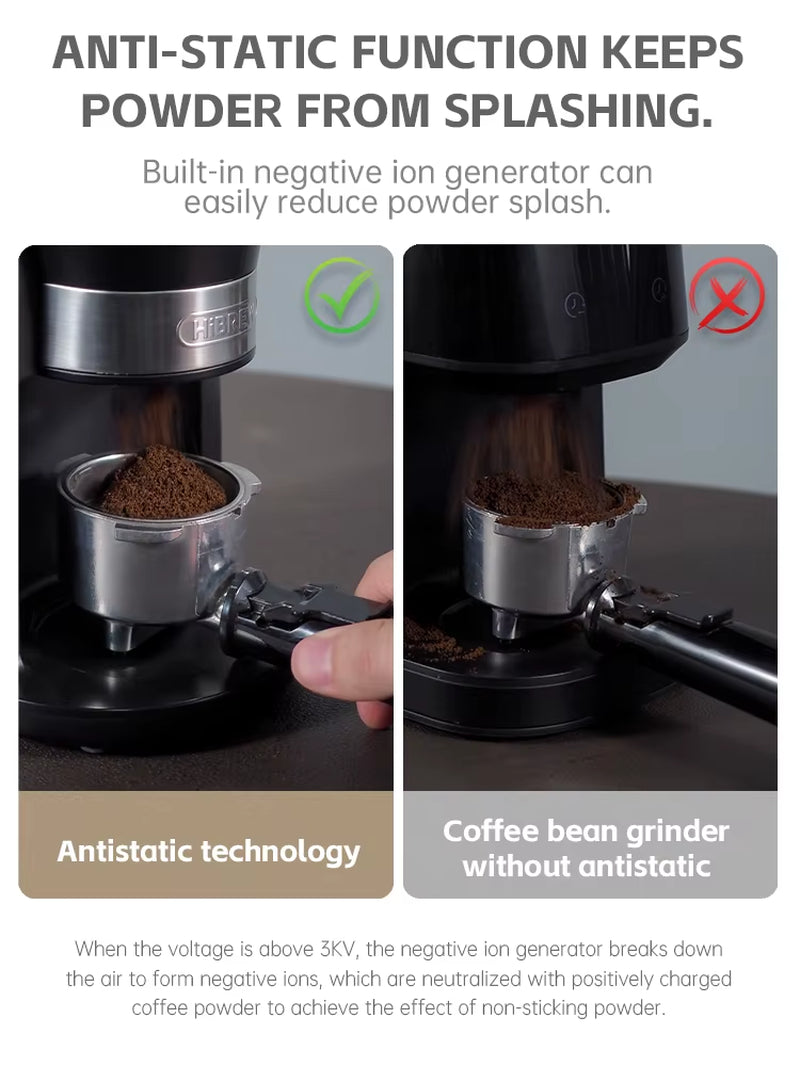 Hibrew Electric Burr Coffee Grinder with 34 Grind Settings for Espresso and Pour Over, Featuring Visual Bean Storage G3