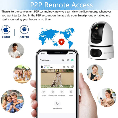 Dual Lens Home Indoor CCTV Surveillance 10X Zoom 4K 8MP Wifi PTZ IP Camera Auto Tracking Security Protection Baby Monitor