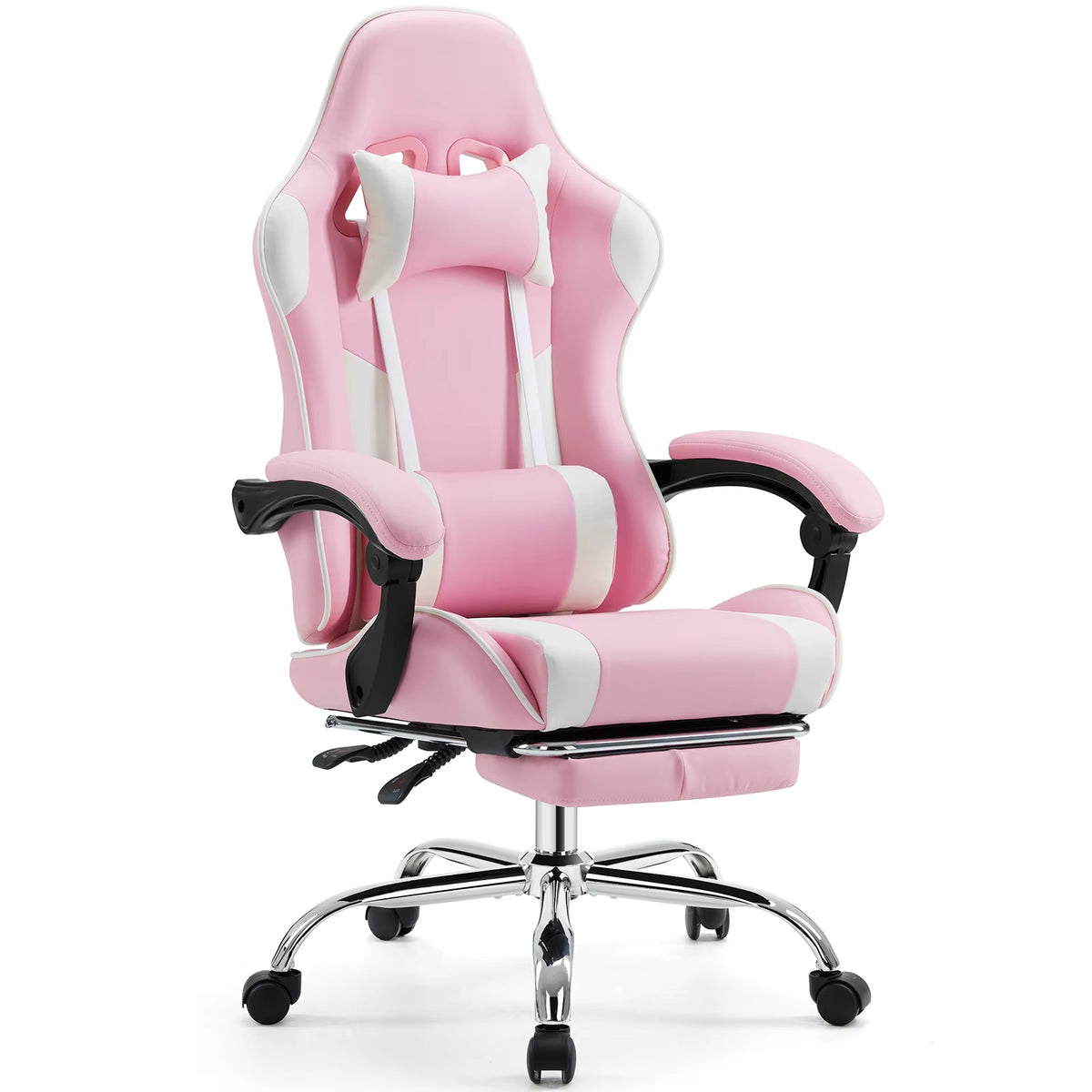 JHK Ergonomic Racing Gaming Chair with Adjustable Swivel, PU Leather, Headrest, and Lumbar Support for Office and Living Room Use