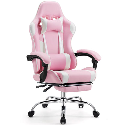 JHK Ergonomic Racing Gaming Chair with Adjustable Swivel, PU Leather, Headrest, and Lumbar Support for Office and Living Room Use