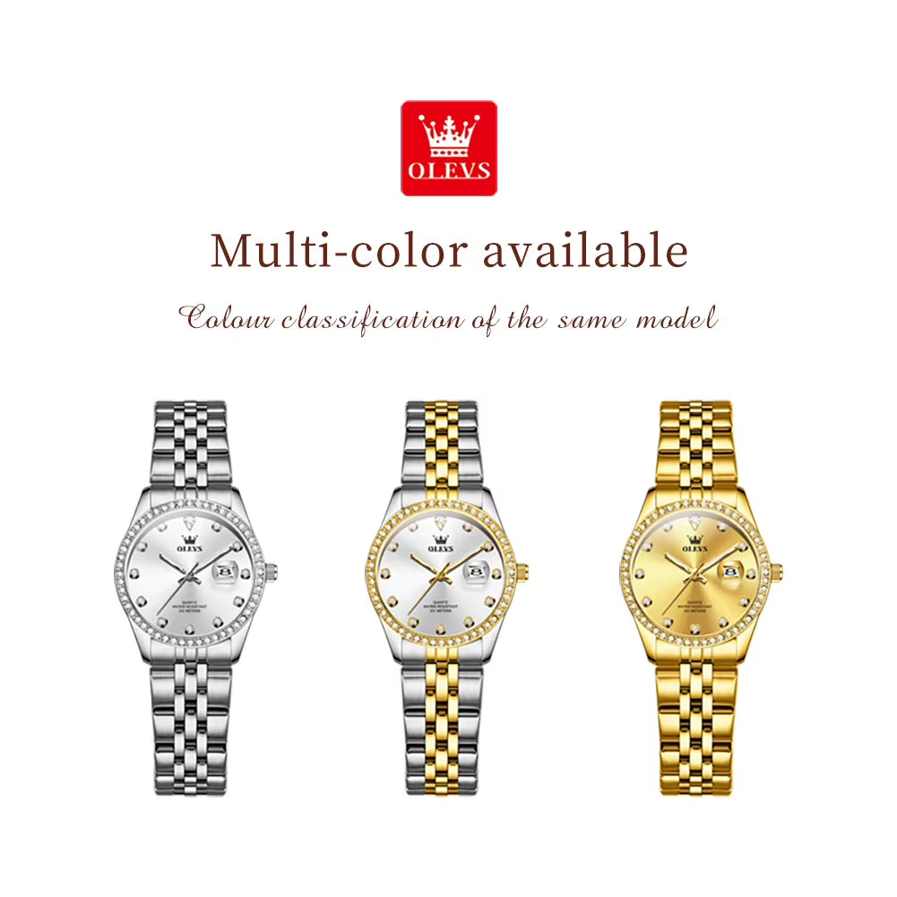 Top Brand Women'S Watches Elegant Simple Original Quartz Watch for Man Diamond Dial Waterproof Luminous Date Wristwatch