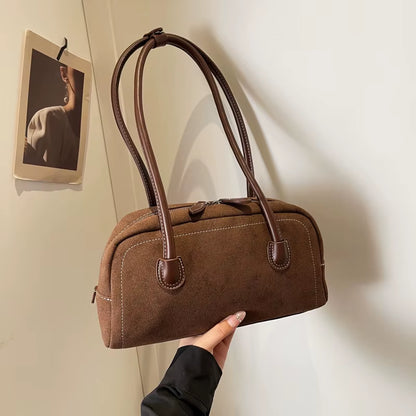  Women Shoulder Bag Multi Pocket Underarm Bag Faux Suede Tote Purse Zipper Satchel Bag Designer Brand Ladies Shoulder Bag