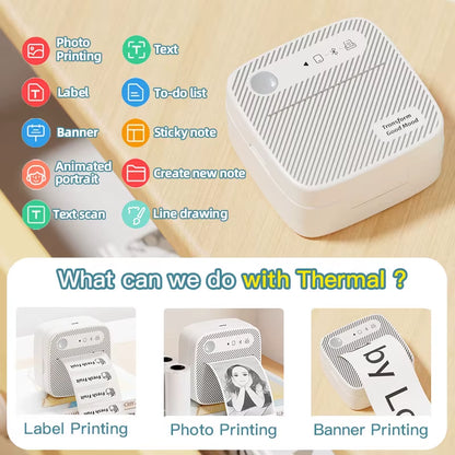 B3 Portable Photo Printer with Bluetooth Ios Android for Inkless Thermal Printing Sticker Printer Label Maker DIY Toy Kids Gift