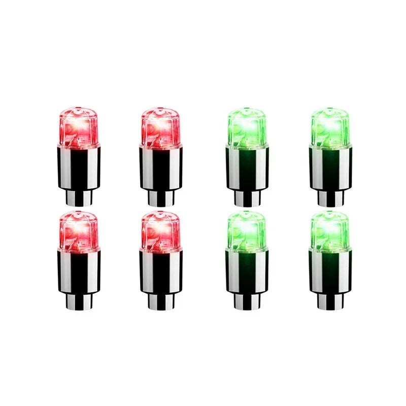 Durable Tire Valve Cap Lights - 2/4/8 Pack for Cars, Motorcycles, and Bicycles