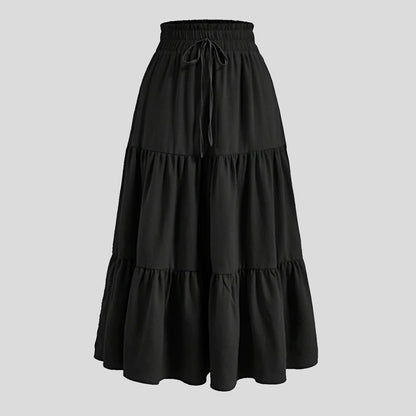 Women'S Boho Floral Print Skirt Vintage High Waist Maxi Skirts Summer Casual Loose Beach Skirt Elegant Ladies Flowy Ruffle Skirt