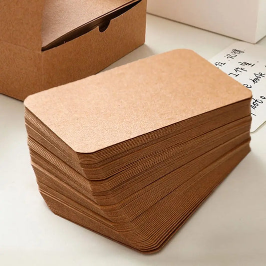 100Pcs/Box Retro Double-Sided Blank Kraft Paper Card Word Card Message Card DIY Postcard Gift Greeting Invitation Card